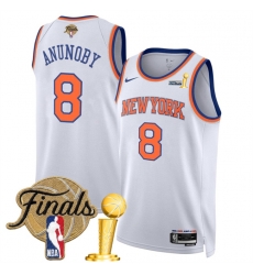 New Yok Knicks 8 OG Anunoby White 2026 Finals Patch And Finals Champions Patch Association Edition Stitched Basketball Jersey New Yok Knicks 8 OG Anunoby White 2026 Finals Patch And Finals Champions Patch Association Edition Stitched Basketball Jersey