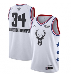 Bucks #34 Giannis Antetokounmpo White Basketball Jordan Swingman 2019 All Star Game Jersey Bucks #34 Giannis Antetokounmpo White Basketball Jordan Swingman 2019 All Star Game Jersey