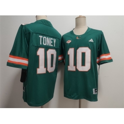 Men Miami Hurricanes 10 Malachi Toney Aqua Stitched Football Jersey