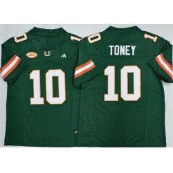 Men Miami Hurricanes 10 Malachi Toney Green F U S E  2026 Stitched Football Jersey