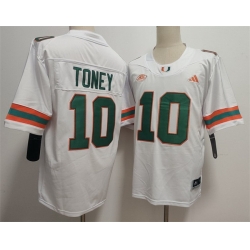 Men Miami Hurricanes 10 Malachi Toney White Stitched Football Jersey