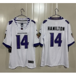 Men Baltimore Ravens  14 Kyle Hamilton White 2026 Vapor Stitched Limited Football Jersey