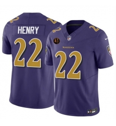 Men Baltimore Ravens 22 Derrick Henry Purple 2025 F U S E  With John Madden Patch Limited Football Jersey
