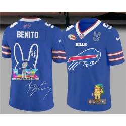 Men Buffalo Bills Blue Bad Bunny Super Bowl Football Jersey