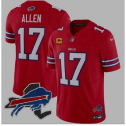 Mens Nike Buffalo Bills 17 Josh Allen New York Patch Vapor Limited Red NFL Jersey