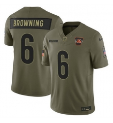 Men Cincinnati Bengals 6 Jake Browning Olive 2025 F U S E Salute to Service Limited Stitched Football Jersey Men Cincinnati Bengals 6 Jake Browning Olive 2025 F U S E Salute to Service Limited Stitched Football Jersey