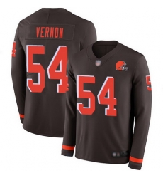 Browns #54 Olivier Vernon Brown Team Color Men Stitched Football Limited Therma Long Sleeve Jersey Browns #54 Olivier Vernon Brown Team Color Men Stitched Football Limited Therma Long Sleeve Jersey