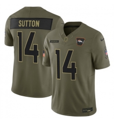 Men Denver Broncos 14 Courtland Sutton Olive 2025 F U S E Salute to Service Limited Stitched Football Jersey Men Denver Broncos 14 Courtland Sutton Olive 2025 F U S E Salute to Service Limited Stitched Football Jersey