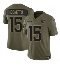Men Denver Broncos 15 Nik Bonitto Olive 2025 F U S E Salute to Service Limited Stitched Football Jersey Men Denver Broncos 15 Nik Bonitto Olive 2025 F U S E Salute to Service Limited Stitched Football Jersey