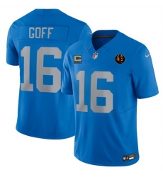 Men Detroit Lions 16 Jared Goff Blue 2025 F U S E With 4 Star C Patch And John Madden Patch Vapor Limited Stitched Jersey Men Detroit Lions 16 Jared Goff Blue 2025 F U S E With 4 Star C Patch And John Madden Patch Vapor Limited Stitched Jersey