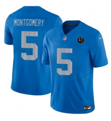 Men Detroit Lions 5 David Montgomery Blue 2025 F U S E With John Madden Patch Vapor Limited Stitched Jersey