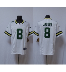 Men Green Bay Packers 8 Josh Jacobs White Vapor 2025 F U S E  Limited Stitched Football Jersey