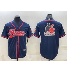 Men Houston Texans Navy Team Big Logo With Patch Cool Base Stitched Baseball Jersey Men Houston Texans Navy Team Big Logo With Patch Cool Base Stitched Baseball Jersey
