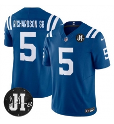 Men Indianapolis Colts 5 Anthony Richardson Blue 2025 F U S E Jim Irsay Patch Vapor Limited Stitched Football Jersey Men Indianapolis Colts 5 Anthony Richardson Blue 2025 F U S E Jim Irsay Patch Vapor Limited Stitched Football Jersey