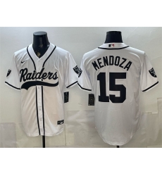 Men Las Vegas Raiders 15 Fernando Mendoza White Cool Base Stitched Baseball Jersey Men Las Vegas Raiders 15 Fernando Mendoza White Cool Base Stitched Baseball Jersey
