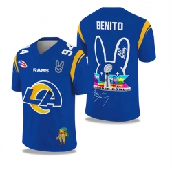 Men Los Angeles Rams Blue 2025 2026 Bowl LX Print Jersey