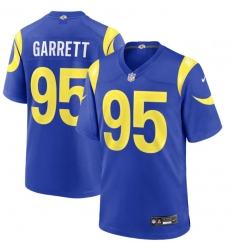 Men Los Angeles Rams Myles Garrett #95 Blue Home Stitched Jersey