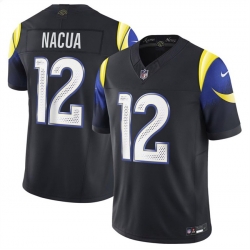Women Los Angeles Rams 12 Puka Nacua Black 2025 F U S E   Rivalries Vapor Limited Stitched Jersey