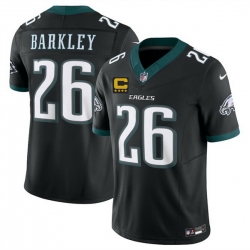 Men Philadelphia Eagles 26 Saquon Barkley Black 2025 F U S E  With 4 Star C Patch Vapor Untouchable Limited Throwback Stitched Football Jersey