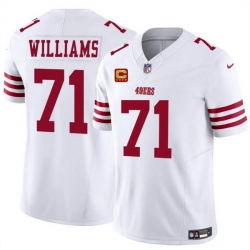 Men San Francisco 49ers 71 Trent Williams White 2025 F U S E  With 4 Star C Patch Vapor Untouchable Limited Stitched Football Jersey