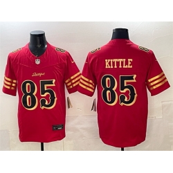 Men San Francisco 49ers 85 George kittle Red Gold 2025 F U S E Rivalries Vapor Limited Stitched Football Jersey