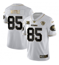 Men San Francisco 49ers George Kittle White Gold 75th Anniversary With C Patch Stitched Jersey Men San Francisco 49ers George Kittle White Gold 75th Anniversary With C Patch Stitched Jersey