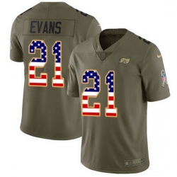 Nike Buccaneers 21 Justin Evans Olive USA Flag Men Stitched NFL Limited 2017 Salute To Service Jersey