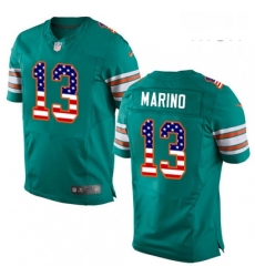 Mens Nike Miami Dolphins 13 Dan Marino Elite Aqua Green Alternate USA Flag Fashion NFL Jersey Mens Nike Miami Dolphins 13 Dan Marino Elite Aqua Green Alternate USA Flag Fashion NFL Jersey