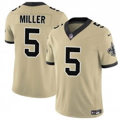 Men New Orleans Saints 5 Kendre Miller Gold 2025 F U S E  Alternate Vapor Limited Stitched Football Jersey