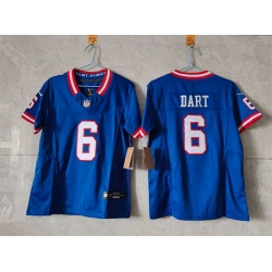 Youth New York Giants 6 Jaxson Dart Blue 2025 Draft F U S E  Throwback Untouchable Limited Stitched Jersey
