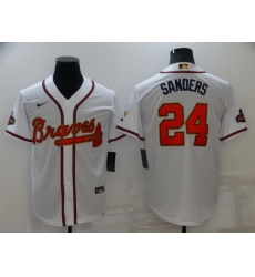 Men Atlanta Braves 24 Deion Sanders 2022 White Gold World Series Champions Program Cool Base Stitched Baseball jersey Men Atlanta Braves 24 Deion Sanders 2022 White Gold World Series Champions Program Cool Base Stitched Baseball jersey