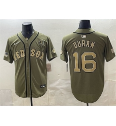 Men Boston Red Sox 16 Jarren Duran Olive Armed Forces Day Cool Base Stitched Baseball Jersey Men Boston Red Sox 16 Jarren Duran Olive Armed Forces Day Cool Base Stitched Baseball Jersey