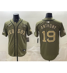 Men Boston Red Sox  19 Roman Anthony Olive Armed Forces Day Cool Base Stitched Baseball Jersey