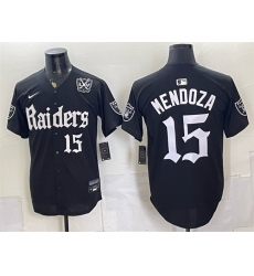 Men Las Vegas Raiders 15 Fernando Mendoza Black Gothic Sin City Shadows Edition With 65th Anniversary Patch Vapor Limited Stitched Baseball Jersey Men Las Vegas Raiders 15 Fernando Mendoza Black Gothic Sin City Shadows Edition With 65th Anniversary Patch Vapor Limited Stitched Baseball Jersey