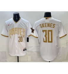 Men Pittsburgh Pirates  30 Paul Skenes White 2026 City Connect Stadium Stitched Baseball Jersey