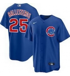 Men Chicago Cubs 25 Moises ballesteros Blue Cool Base Stitched Baseball Jersey Men Chicago Cubs 25 Moises ballesteros Blue Cool Base Stitched Baseball Jersey