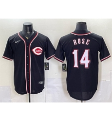 Men Cincinnati Reds  14 Pete Rose 2026 Fashion Replica Black Out Stitched Baseball Jersey