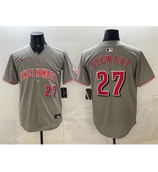 Men Cincinnati Reds  27 Sal Stewart Grey Road Limited Stitched Baseball Jersey