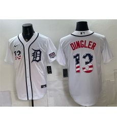 Men Detroit Tigers 13 Dillon Dingler White 2026 USA 250 Fourth of July Stitched Baseball Jersey Men Detroit Tigers 13 Dillon Dingler White 2026 USA 250 Fourth of July Stitched Baseball Jersey