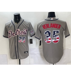 Men Detroit Tigers  35 Justin Verlander Grey 2026 USA 250 Fourth of July Stitched Baseball Jersey