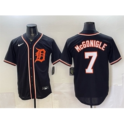 Men Detroit Tigers  7 Kevin McGonigle 2026 Fashion Replica Black Out Stitched Baseball Jersey