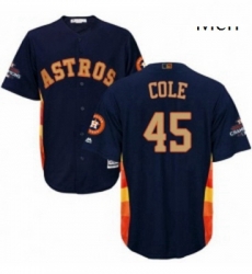 Mens Majestic Houston Astros 45 Gerrit Cole Replica Navy Blue Alternate 2018 Gold Program Cool Base MLB Jersey Mens Majestic Houston Astros 45 Gerrit Cole Replica Navy Blue Alternate 2018 Gold Program Cool Base MLB Jersey