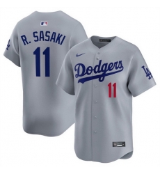 Men Los Angeles Dodgers 11 Roki Sasaki Grey Limited Stitched Baseball Jersey Men Los Angeles Dodgers 11 Roki Sasaki Grey Limited Stitched Baseball Jersey