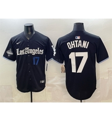 Men Los Angeles Dodgers 17 Shohei Ohtani Black 2025 World Series Champions Patch Gothic Edition Vapor Premier Limited Stitched Baseball Jersey Men Los Angeles Dodgers 17 Shohei Ohtani Black 2025 World Series Champions Patch Gothic Edition Vapor Premier Limited Stitched Baseball Jersey