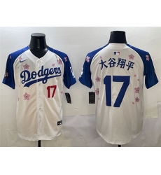 Men Los Angeles Dodgers 17 Shohei Ohtani White Royal 2025 Tokyo Series Limited Stitched Baseball Jersey