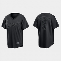 Men Los Angeles Dodgers 5 Freddie Freeman Black Pitch Black Fashion Replica Stitched Jersey