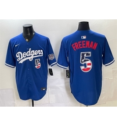 Men Los Angeles Dodgers  5 Freddie Freeman Royal 250 Fourth of July Stitched Baseball Jersey