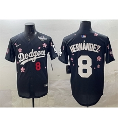 Men Los Angeles Dodgers 8 Enrique Hernandez Black 2025 World Series Patch Tokyo Series Limited Stitched Baseball Jersey