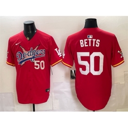Men Los Angeles Dodgers x One Piece  50 Mookie Betts Red Vapor Premier Limited Stitched Baseball Jersey