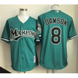 Men Miami Marlins 8 Andre Dawson Teal Throwback Stitched Baseball Jersey